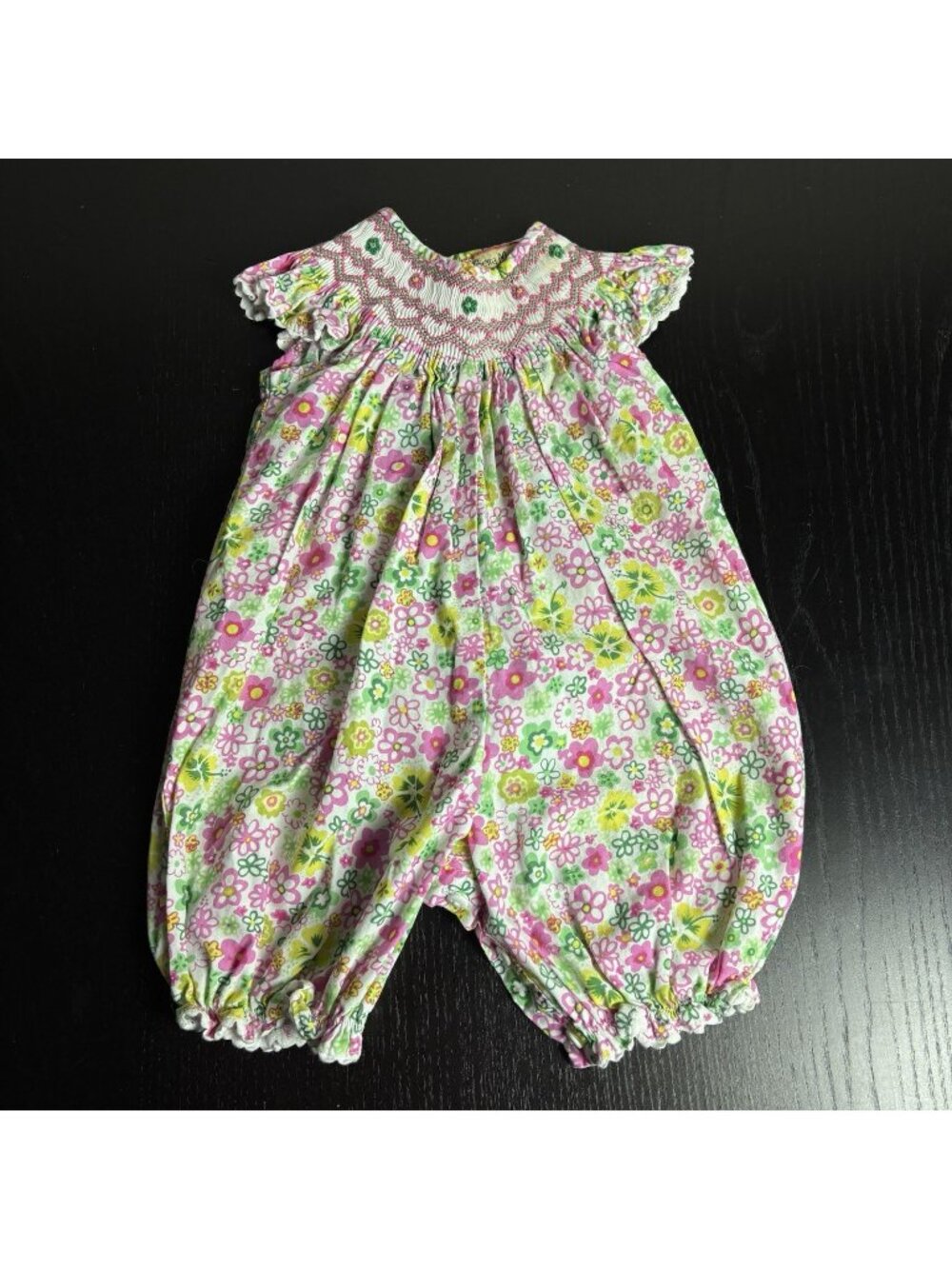 BELLA MIA KIDS Baby Girl 0-3M Floral Print Smocked One-Piece Bubble Romper READ